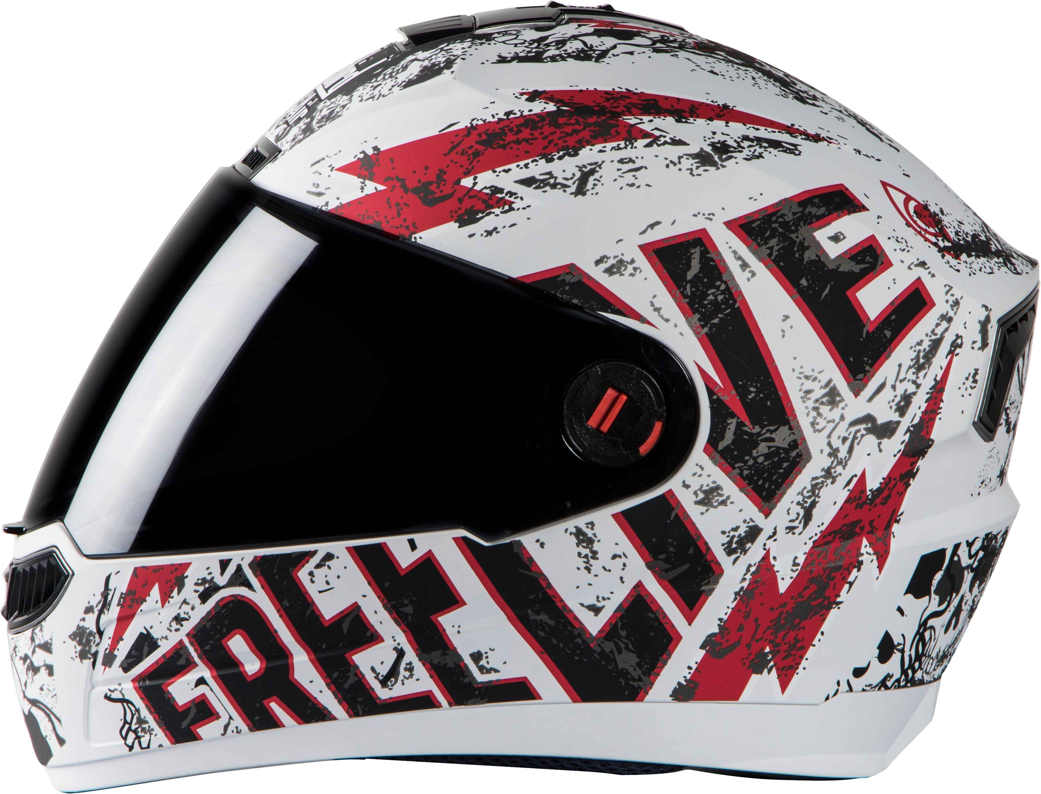 Steelbird Air Free Live Mat White With Red ( Fitted With Clear Visor Extra Smoke Visor Free)